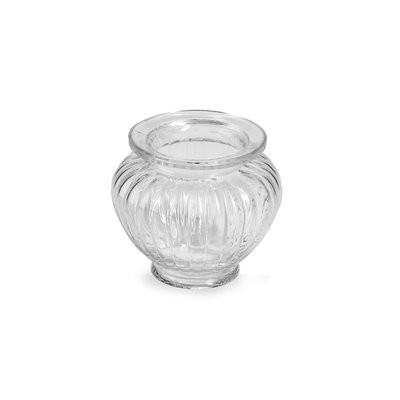 Vase Gerippt Klar | H.10 x D.8 cm | Glas [mieten]