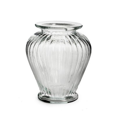 Vase Gerippt Klar | H. 20 cm x D. 12 cm | Glas [mieten]