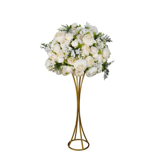 Blumenkugel  | aus Pfingstrosen, Hortensienblüten | D.50 cm | Creme-Weiß-Grün [mieten]