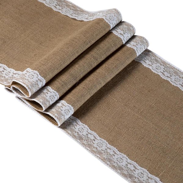 Tischlufer JUTE mit Spitzband | L.250 x B.30 cm [mieten]