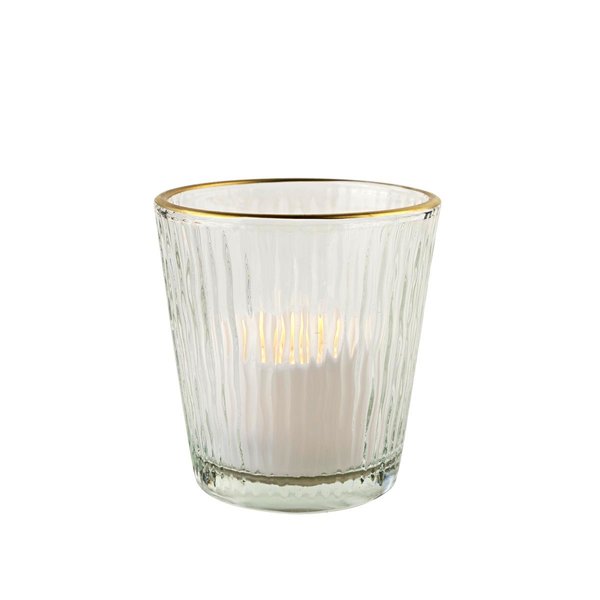 Teelichtglas WAVE | Klar-Gold | H. 6 x D. 6 cm [mieten]