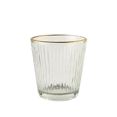 Teelichtglas WAVE | Klar-Gold | H. 6 x D. 6 cm [mieten]