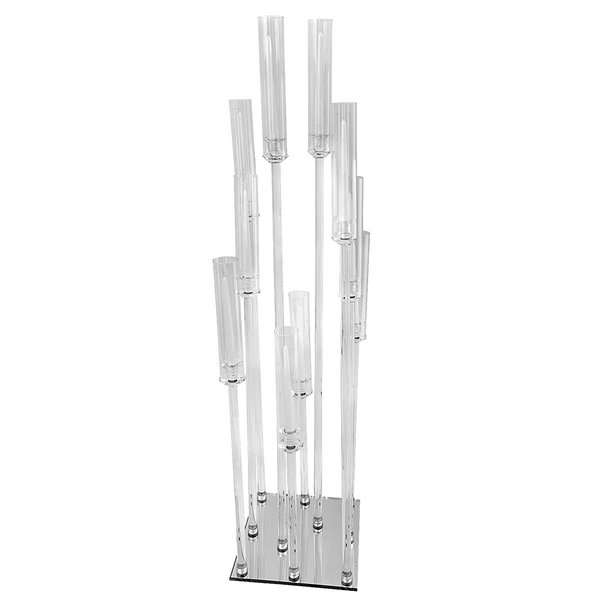 Kerzenständer HURRICANE 10-armig inkl. Glasaufsätze und LED-Stabkerzen | H. 150 cm | Klar-Acryl  [mieten]