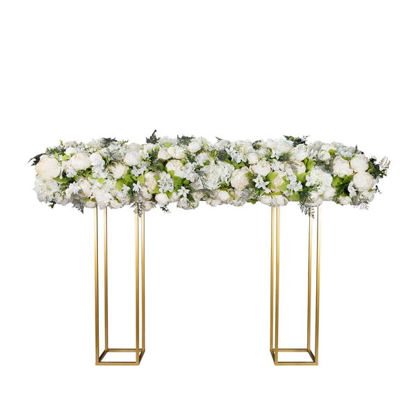 Blumenläufer | aus Hortensien, Rosen & Pfingsrosen | L. 150 cm B. 40 cm | Creme-Weiß [mieten]