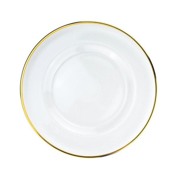 Platzteller Glas mit goldenem Rand | D. 33 cm | Klar-Gold [mieten]