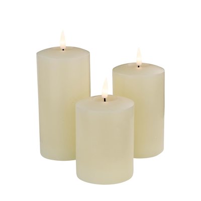 LED Kerzen aus Wachs | 3er Set in versch. Gren | Natur...