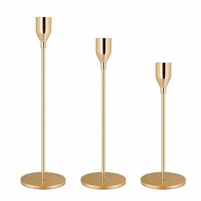 Kerzenhalter 3er Set | H. 33, 28, 24 cm | Gold  [mieten]